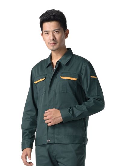 墨綠色紗卡滌棉長袖工作服
