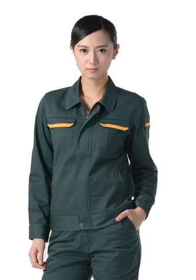 墨綠色紗卡滌棉長袖工作服