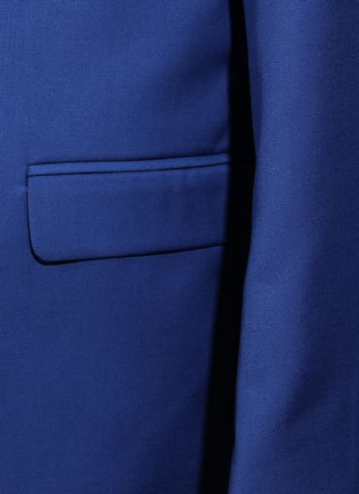  英倫復古藍色單排兩粒扣男士修身西裝潮 雅痞西服外套 男