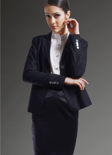 深藏青色含羊絨女性西裝