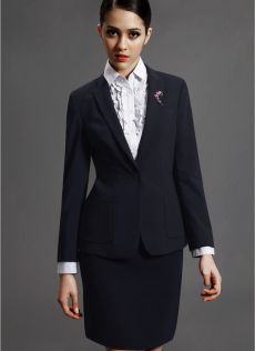 含80%羊毛藏青色優雅女套西服