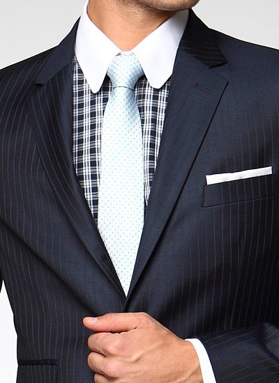 男士藏青色條紋西服